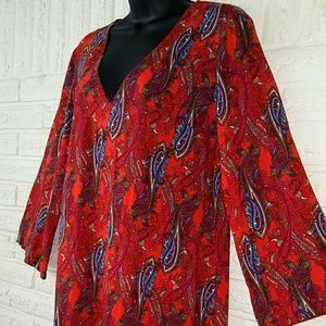 Venus Red 100% Viscose Paisley Print Dress Size 10